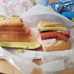 A bacon Turkey Sub! With a nice pickle!