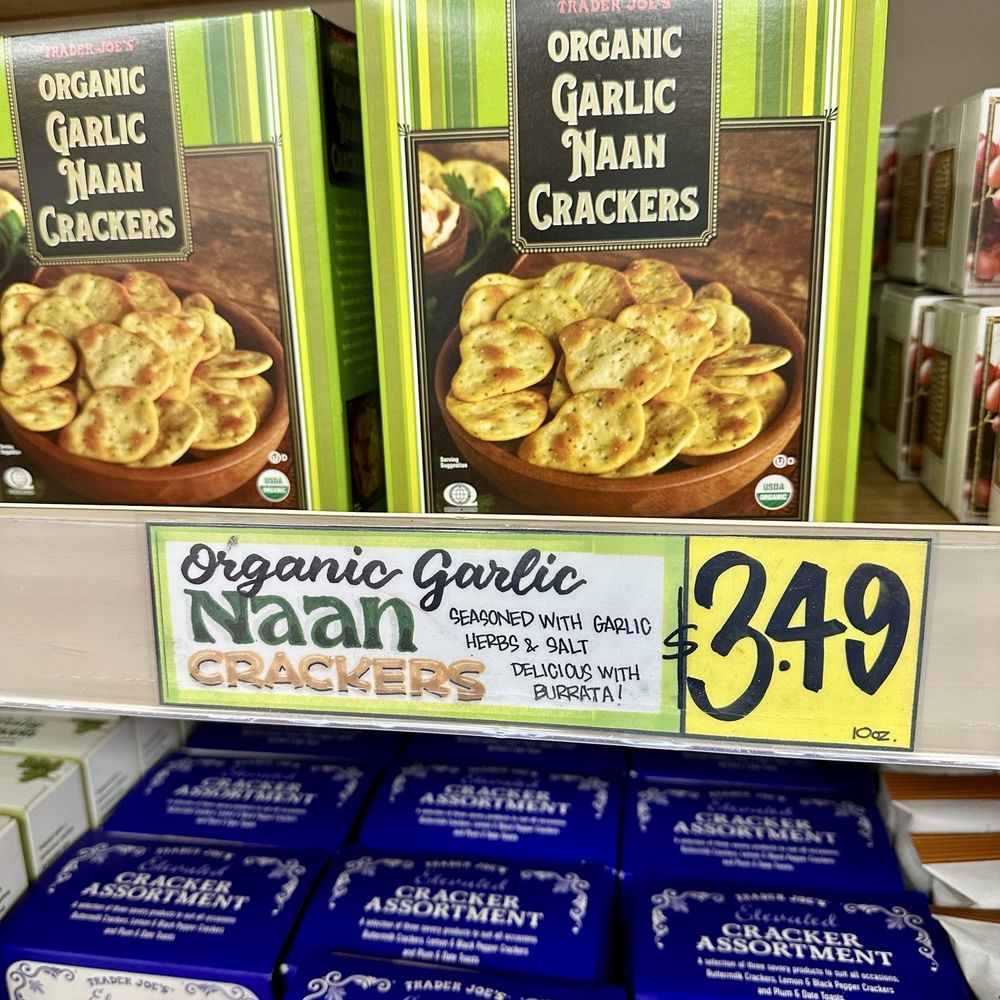 Trader Joe's - I didn't buy the naan crackers, but they sure sounded good. - Grocery Near Me - San Jose, California Trader Joe's - I didn't buy the naan crackers, but they sure sounded good. - Grocery Near Me - San Jose, California