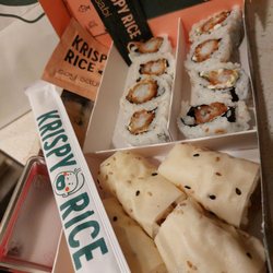 Krispy Rice - Crispy shrimp roll 8 pcs, crispy crab hand rolls 2 pcs, crispy shrimp hand rolls 2 pcs