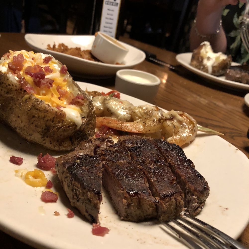 Steak & Shrimp. Bangin baked potato. Steak & Shrimp. Bangin baked potato.