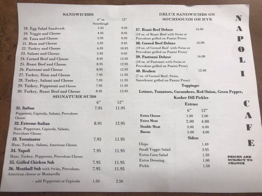Menu photo 8 Napoli Cafe Sneads Ferry, NC