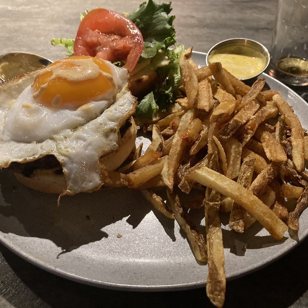 Forest street Pub - Pub burger with duck egg and beer cheese - Pubs Near Me - Haverhill, New Hampshire