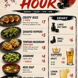 Hapi Sushi - Hapi Hour menu Starting September 8