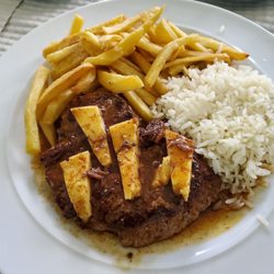 Restaurante Chefes do Pátio - Terceira Steak with Regional Cheese Flakes. The steak was cooked medium and very tender.