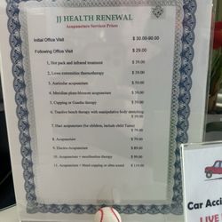 JJ Health Renewal - Massage menu