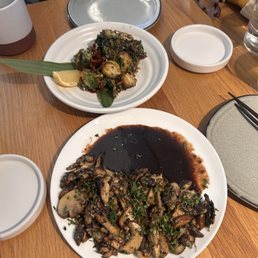 Wild mushrooms and crispy Brussel sprouts