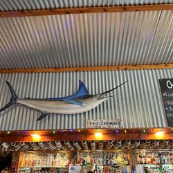 The Boat House on North Bay - Full bar. Notice It's 5 o'clock somewhere sign. RIP Jimmy Buffet.