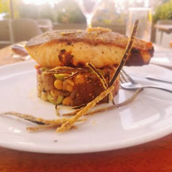 Fig & Olive - Salmon with eggplant - French Near Me - Houston, Texas
