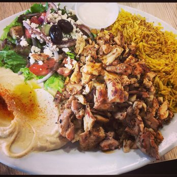 Green Corner Restaurant - Chicken Shawarma plate (with rice, hummus, and Greek salad). - Mediterranean Near Me - Chandler, Arizona Green Corner Restaurant - Chicken Shawarma plate (with rice, hummus, and Greek salad). - Mediterranean Near Me - Chandler, Arizona