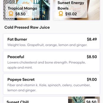 Sunset Raw Juice Bar - Grubhub menu does not indicate apples for Popeyes secret! - Juice Bars & Smoothies Near Me - Fulton, Maryland Sunset Raw Juice Bar - Grubhub menu does not indicate apples for Popeyes secret! - Juice Bars & Smoothies Near Me - Fulton, Maryland
