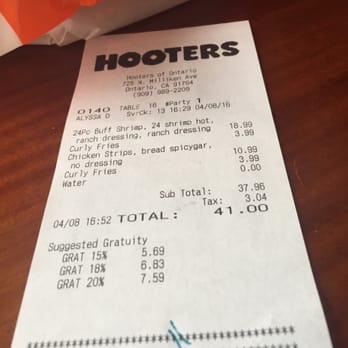 Hooters - $41.00 for what is usually $22 bill - American Near Me - Ontario, California