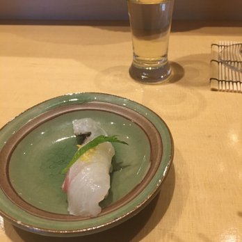 Sushi Enya - Pasadena - snapper with oba leaf, orange served with hot kombucha tea and seaweed. - Sushi Bars Near Me - Pasadena, California Sushi Enya - Pasadena - snapper with oba leaf, orange served with hot kombucha tea and seaweed. - Sushi Bars Near Me - Pasadena, California