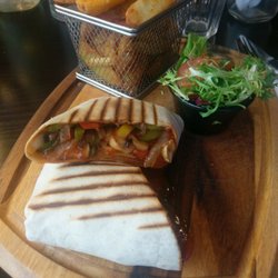 Cottage Cafe - Vegetable wrap - without cheese and potato wedges in place of skinny fries
