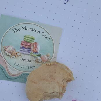 The Macaron Chef - Cute photo of a taster and the business card... - Bakeries Near Me - Destin, Florida The Macaron Chef - Cute photo of a taster and the business card... - Bakeries Near Me - Destin, Florida