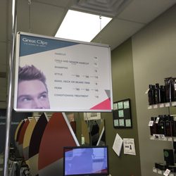 Great Clips - I know...bad shot! But I tried (all for you)