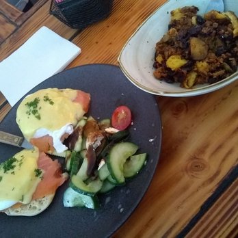 Hatch 44 Cafe - I had to force myself to stop eating to take the pic....lox Benedict with a side of cranberry and chorizo hash - Cafes Near Me - Metuchen, New Jersey
