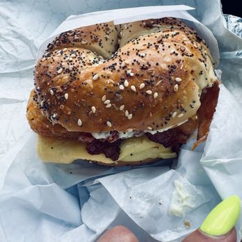 Shug's Bagels - The Shug on everything add scallion cream cheese - Sandwiches Near Me - Dallas, Texas Shug's Bagels - The Shug on everything add scallion cream cheese - Sandwiches Near Me - Dallas, Texas