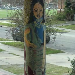 One of the painted pillars on the front porch.