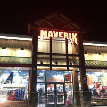 Maverik Adventure's First Stop - Storefront at night. - Gas Stations Near Me - Castle Rock, Colorado