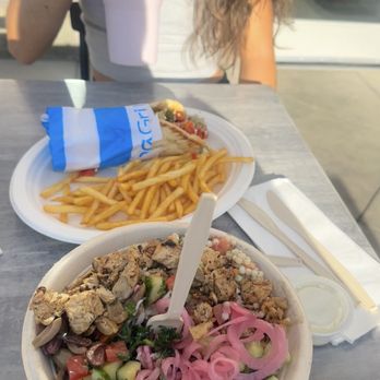 Luna Grill Oxnard - Build your own bowl: Chopped chicken  Crunch Pita:   Crunch Pita w/ Cilantro Lime dressing - Mediterranean Near Me - Oxnard, California
