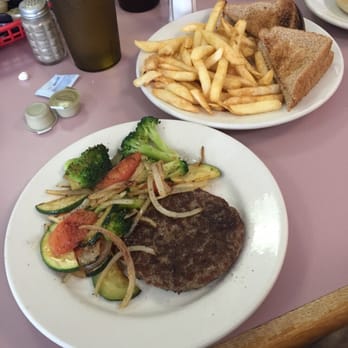 Sunrise Restaurant - Chopped Sirloin6 oz, grilled veggies, French Fries and wheat toast - Breakfast & Brunch Near Me - Tybee Island, Georgia Sunrise Restaurant - Chopped Sirloin6 oz, grilled veggies, French Fries and wheat toast - Breakfast & Brunch Near Me - Tybee Island, Georgia