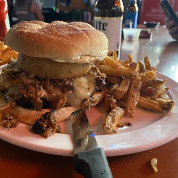Chapz Bar & Grill - Hogworth burger with fries - New American Near Me - Belmont, Ohio