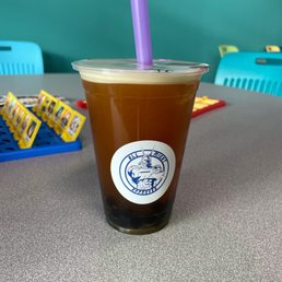 Peach Black Tea with boba!