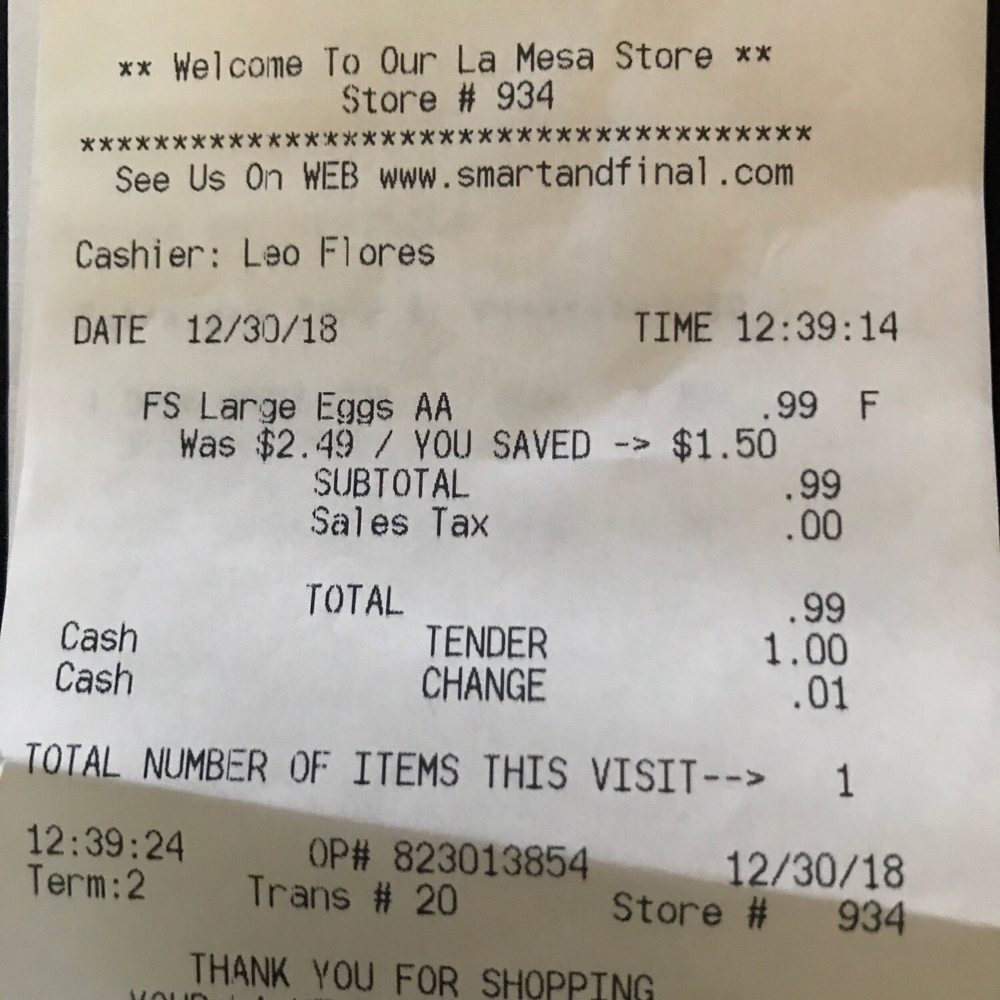 Smart & Final Extra! - Sweet deal on eggs!!!! Yessssss!!! 12/30/18 - Grocery Near Me - La Mesa, California Smart & Final Extra! - Sweet deal on eggs!!!! Yessssss!!! 12/30/18 - Grocery Near Me - La Mesa, California