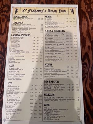 Menu photo 1 O'Flaherty's Irish Pub San Jose, CA