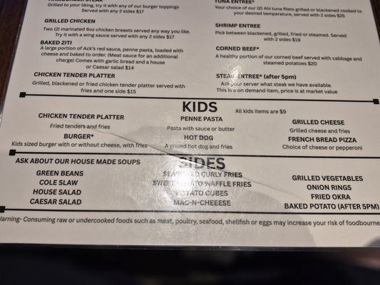 Menu photo 1 Ack's Place Poquoson, VA Menu photo 1 Ack's Place Poquoson, VA