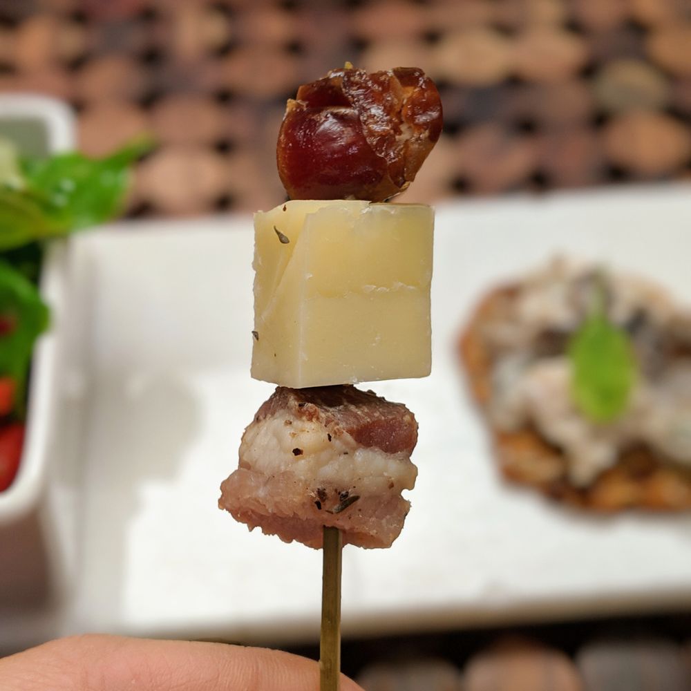 Affairs to Remember - House-smoked chorizo pork belly brochette. - Caterers Near Me - Atlanta, Georgia Affairs to Remember - House-smoked chorizo pork belly brochette. - Caterers Near Me - Atlanta, Georgia
