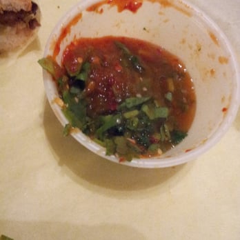 Tacos Tuzo - Cilantro, got sauce, and grenn sauce mix. The only thing that saved my torta - Street Vendors Near Me - Los Angeles, California Tacos Tuzo - Cilantro, got sauce, and grenn sauce mix. The only thing that saved my torta - Street Vendors Near Me - Los Angeles, California