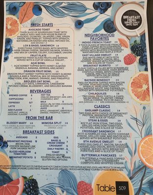 Menu photo 2 Table 509 Bar & Kitchen San Diego, CA Menu photo 2 Table 509 Bar & Kitchen San Diego, CA