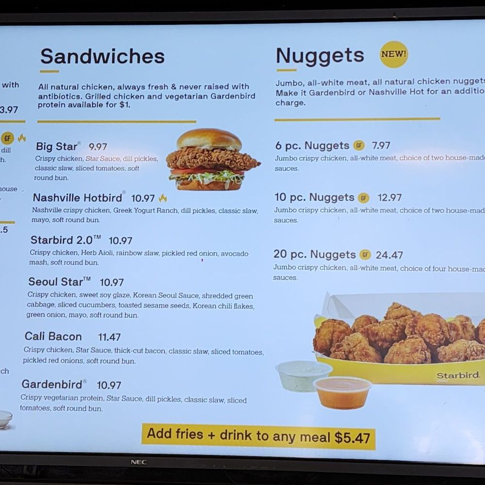 Starbird Chicken - Menu October 2023 - Chicken Shop Near Me - Sunnyvale, California Starbird Chicken - Menu October 2023 - Chicken Shop Near Me - Sunnyvale, California