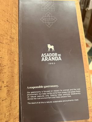 Menu photo 1 Asador de Aranda Valencia, V Menu photo 1 Asador de Aranda Valencia, V