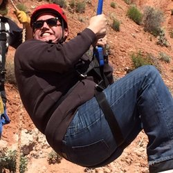 Kanab Zipline - Action shot of new hubby! Fun!