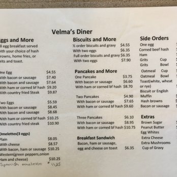 Velma's Diner - the menu for the restaurant - Diners Near Me - St. Cloud, Florida