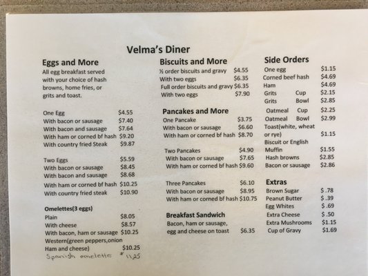 Menu photo 2 Velma's Diner St. Cloud, FL