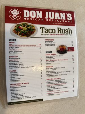 Menu photo 2 Don Juan's Mexican Restaurant Twin Falls, ID