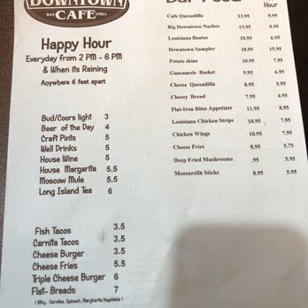 Downtown Cafe Bar & Grill - New COVID-19 single use Happy Hour menus! - American Near Me - El Cajon, California Downtown Cafe Bar & Grill - New COVID-19 single use Happy Hour menus! - American Near Me - El Cajon, California