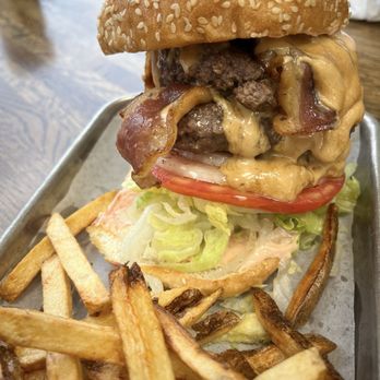 Joy's Grill & Burger House - Naughty Burger - I was apprehensive about the peanut butter sauce, but it was fantastic! Messy, but great! - Breakfast & Brunch Near Me - Camp Hill, Pennsylvania Joy's Grill & Burger House - Naughty Burger - I was apprehensive about the peanut butter sauce, but it was fantastic! Messy, but great! - Breakfast & Brunch Near Me - Camp Hill, Pennsylvania