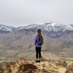 Trail Ahead - Enjoying views of the snow in the mountains next to Indian Canyons in Palm Springs