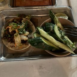Steak taco and cucumbers - birria dipping juice behind but we devoured that before picture was taken Steak taco and cucumbers - birria dipping juice behind but we devoured that before picture was taken