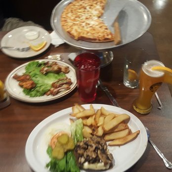 Vito's - Protein style mushroom and swiss burger. Devoured chicken wings, and a white pizza. - Italian Near Me - Bullhead City, Arizona