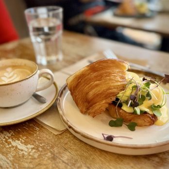 Inform Café - Perfect combination of latte with the eggs Benedict croissant sandwich... yum!! - Cafes Near Me - Paris Inform Café - Perfect combination of latte with the eggs Benedict croissant sandwich... yum!! - Cafes Near Me - Paris