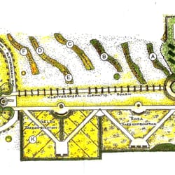 Rosarium seaside-garden - Plan der Rosarium Gartenfläche, der Eingang befindet sich ganz rechts neben dem Kreuzgang