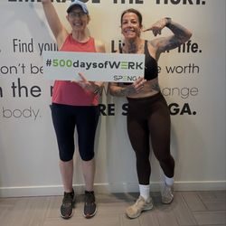 Congratulations, Heather! Keep up the incredible work. We can't wait to see you back on the bike, on the floor, and on your mat very soon!