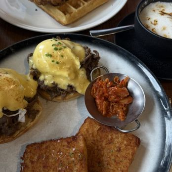 Toast to Coast Brunch Bar - beef bulgogi benny and chicken with waffle - Breakfast & Brunch Near Me - Richmond, British Columbia Toast to Coast Brunch Bar - beef bulgogi benny and chicken with waffle - Breakfast & Brunch Near Me - Richmond, British Columbia