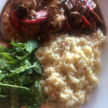 Pinstripes - Chicken Marsala, the sauce was too strong and heavy but risotto was delicious and creamy - Bowling Near Me - Oak Brook, Illinois