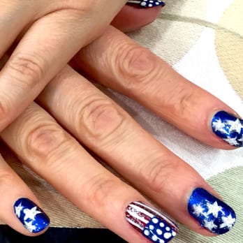 Sessy Nails - Up close photo of my patriotic themed nail design! - Nail Salons Near Me - Placentia, California